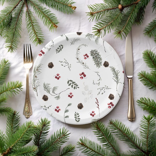 Winter Floral Bridal Shower Paper Plate (Creator Uploaded)