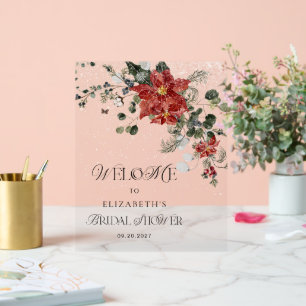 Winter Floral Bridal Shower Welcome Acrylic Sign