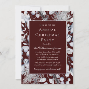 Winter Floral Burgundy Annual Holiday Party Invite