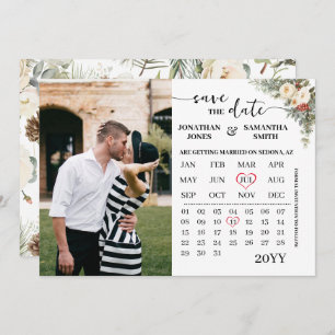 Winter Floral Calendar with Photo Save The Date