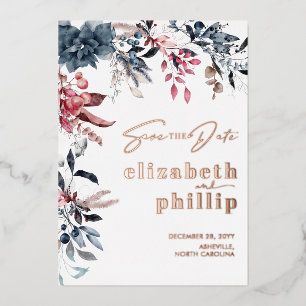 Winter Floral Christmas Holiday Save The Date