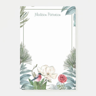 Winter Floral Christmas Watercolor Personalised Post-it Notes