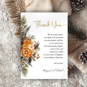 Winter Floral Christmas Wedding Thank You Card