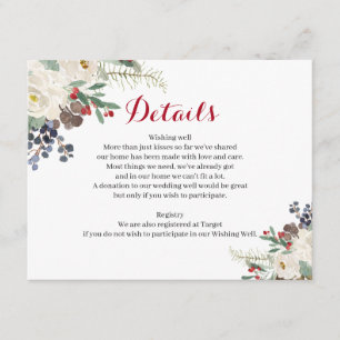 Winter Floral Couples Shower Modern Details Card