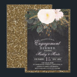 Winter Floral Engagement Dinner Invitation<br><div class="desc">Winter Floral Glitter Chalk Chalkboard Engagement Invitation

Floral artwork by: www.createthecut.com</div>