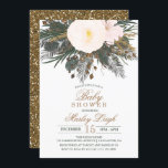 Winter Floral Glitter Baby Shower Invitation<br><div class="desc">Winter Floral Chalkboard Glitter Baby Shower Invitation

Floral graphics by: www.createthecut.com</div>