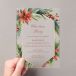 Winter Floral Green Gold Christmas Party Acrylic Invitations<br><div class="desc">Winter Floral Green Gold Christmas Party Invitation</div>