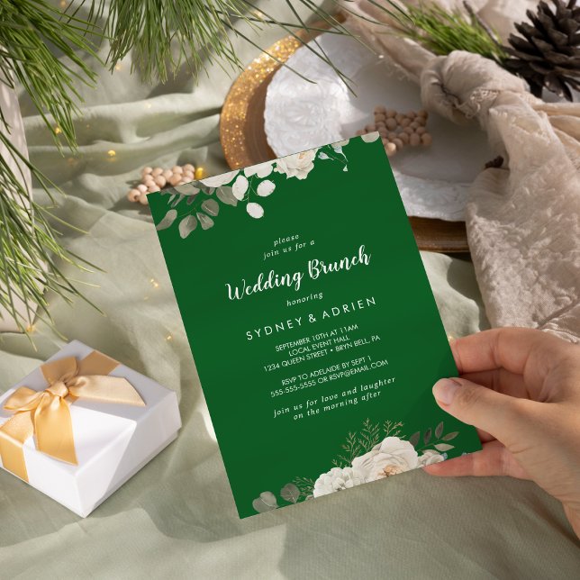 Winter Floral |Green Wedding Brunch Invitation (Creator Uploaded)