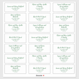 Winter Floral  Green Wedding Guest Address Labels