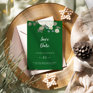 Winter Floral   Green Wedding Save The Date