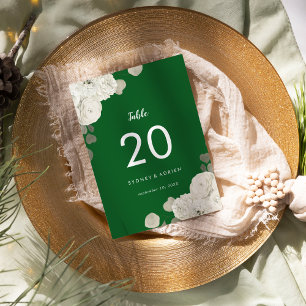 Winter Floral Green Wedding Table Numbers