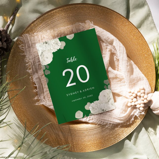 Winter Floral | Green Wedding Table Numbers (Creator Uploaded)