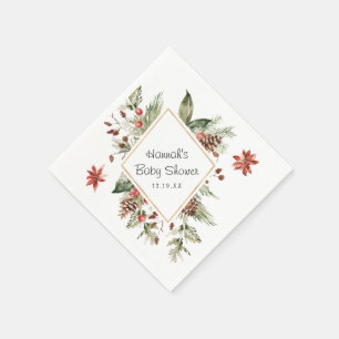 Winter Floral Greenery   Baby Shower Napkins