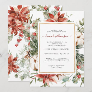 Winter Floral Greenery Christmas Baby Shower Invitation