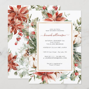 Winter Floral Greenery   Christmas Baby Shower Invitation