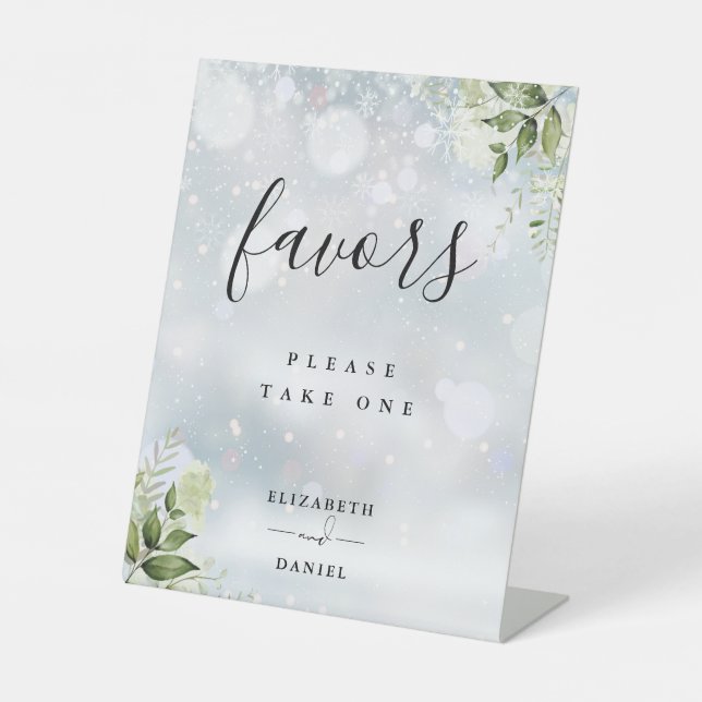 Winter Floral Greenery Favours Table Pedestal Sign (Front)