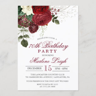 Winter Floral Holiday Birthday Invitation