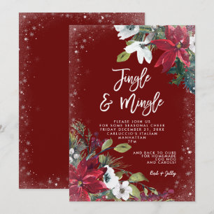 winter floral holiday christmas party invitation