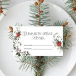 Winter Floral How Many Kisses Bridal Game Enclosure Card<br><div class="desc">The Winter Floral How Many Kisses Bridal Game Enclosure Card captures the romance and beauty of a winter wonderland with a touch of festive charm. The design features a watercolor illustration of evergreen branches dusted with snow, creating a soft, enchanting backdrop for a celebration. Red florals and berries are interwoven...</div>