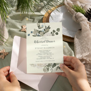 Winter Floral   Ivory Rehearsal Dinner Invitation