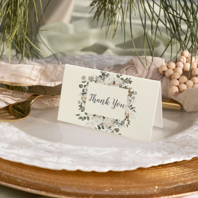 Winter Floral | Ivory Wedding Thank You Card (Creator Uploaded)