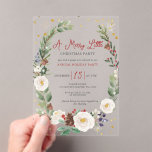 Winter Floral Merry Little Christmas Party Acrylic Invitations<br><div class="desc">Winter Floral Merry Little Christmas Party Invitation</div>