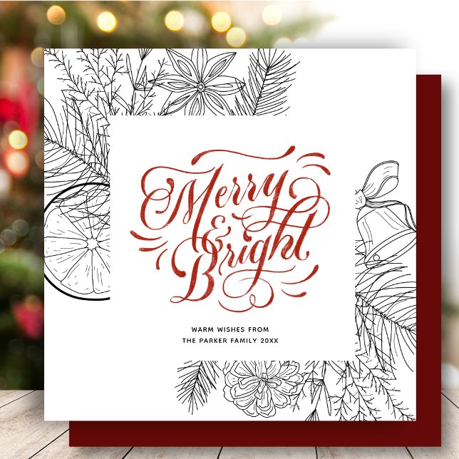 Winter Floral Minimalist | Christmas Wreath Square Holiday Card (Creator Uploaded)