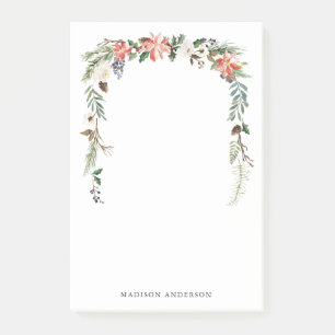 Winter Floral   Personalised Holiday Post-it Notes