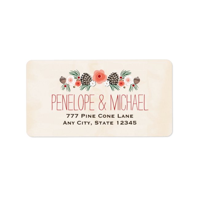 Winter Floral Pine Cone Christmas Label (Front)