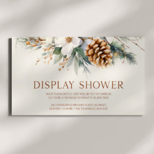 Winter Floral Pine Tree Baby Shower Display Shower Enclosure Card