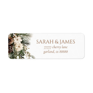 Winter Floral Pine Tree Wedding Return Address