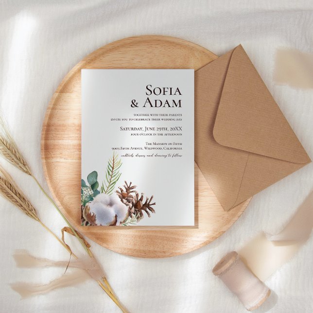 Winter Floral Poinsettia Watercolor Wedding Invitation (Creator Uploaded)