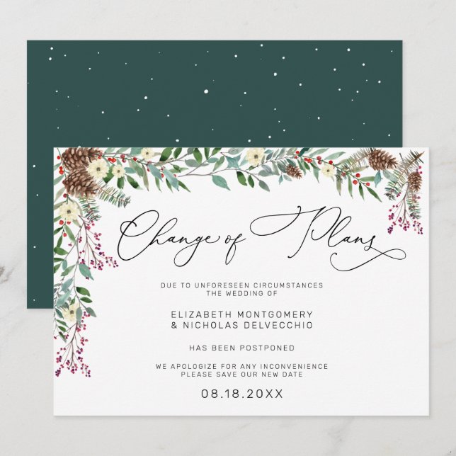 Winter Floral | Postponed Wedding Announcement (Front/Back)