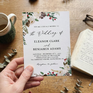 Winter Floral Rustic Charm Wonderland Wedding Invitation