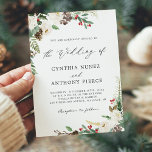 Winter Floral Rustic Charm Wonderland Wedding Invitation<br><div class="desc">This rustic winter floral berries pinecone wedding invitation is the perfect way to invite your guests to your wedding. The design features winter flowers, pinecones, and a winter wonderland scene, all in a rustic chic style. Plus, with the option of digital download, sharing your love story with friends and family...</div>