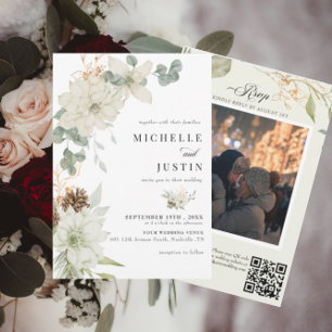 Winter Floral   Rustic Photo Wedding Invitation