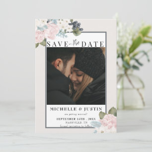 Winter Floral   Rustic Photo Wedding Save The Date