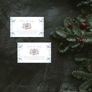 Winter Floral Snowball Books For Baby Shower  Enclosure Card