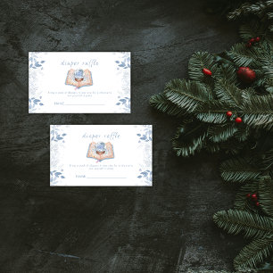 Winter Floral Snowball Diaper Raffle Baby Shower  Enclosure Card