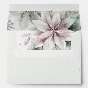 Winter Floral Snowflakes Mint Green Envelope