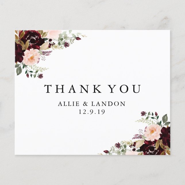 Winter Floral Thank You Card | Budget (Front)