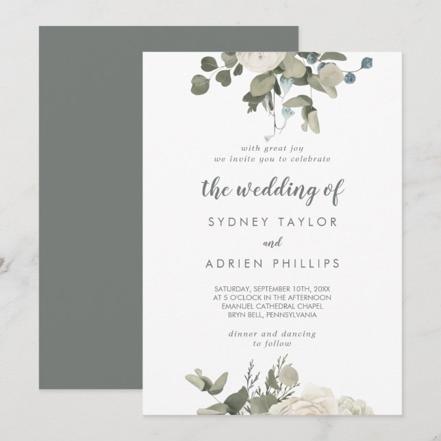 Winter Floral The Wedding Of Invitation (Front/Back)