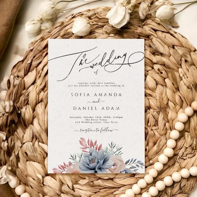 Winter Floral Watercolor Snow Wedding Invitation (Creator Uploaded)