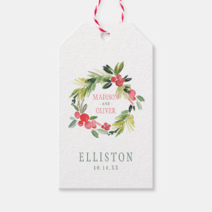 Winter Floral Watercolor Wreath    Wedding Gift Tags
