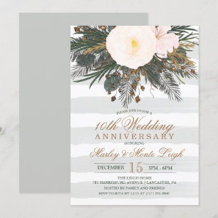 Winter Floral Wedding Anniversary Invitation