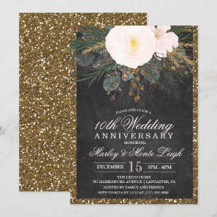 Winter Floral Wedding Anniversary Invitation