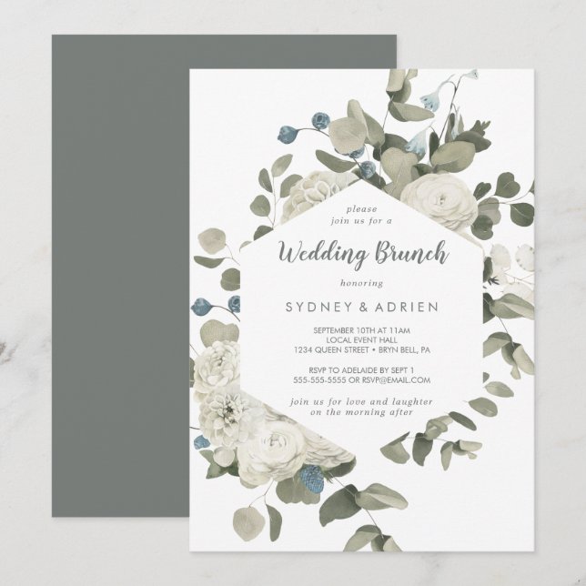 Winter Floral Wedding Brunch Invitation (Front/Back)