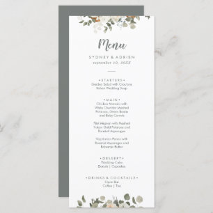Winter Floral Wedding Dinner Menu