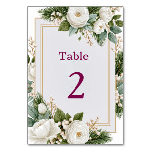 Winter Floral Wedding Dusty blue Table Number