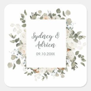 Winter Floral Wedding Envelope Seals